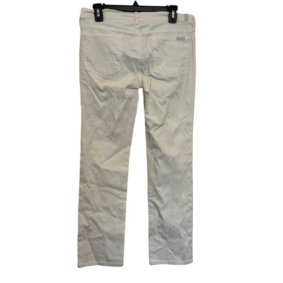 7 For All Mankind White Womens Straight-Leg Pants Size 28 Cotton Blend Stretch D - Picture 3 of 5
